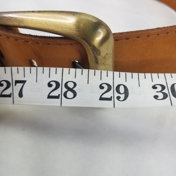 Leather Belt Women M Brown Top Grain Western Brass Buckle Medallion 29"-32" VTG - Picture 11 of 12